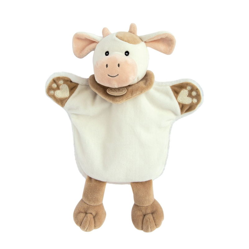  - marionnette ferme vache blanche 25 cm 